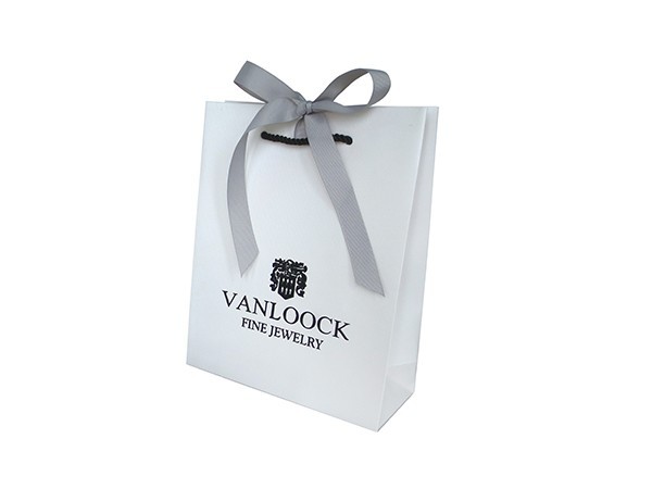 White Card Paper  Bag with Butterfly Knot