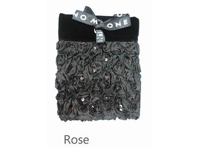 Black Pouch With Rose Decoration