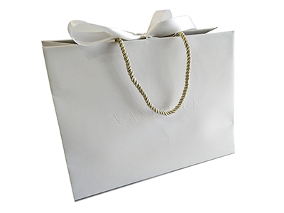 White Card Paper Bag with Ribbon
