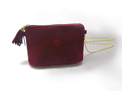 Mini Velvet Pouch with Single Metal Chain